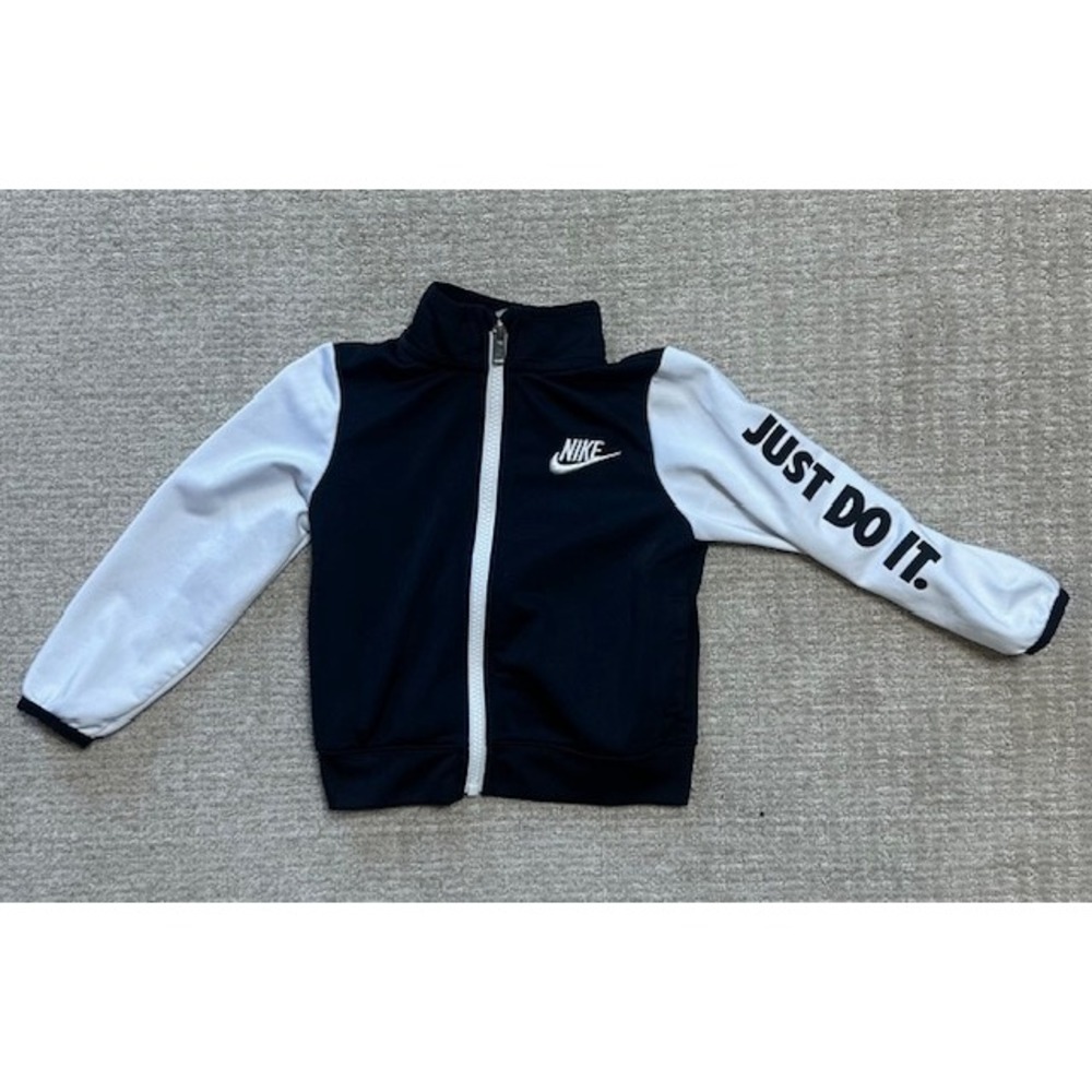 Nike Just Do It Track Jacket Black White Toddler Size 24M Pre Owned